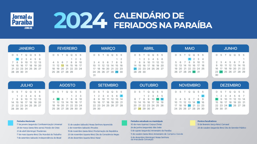 Veja o calendário de feriados 2024 São Bento em Foco 24 horas de